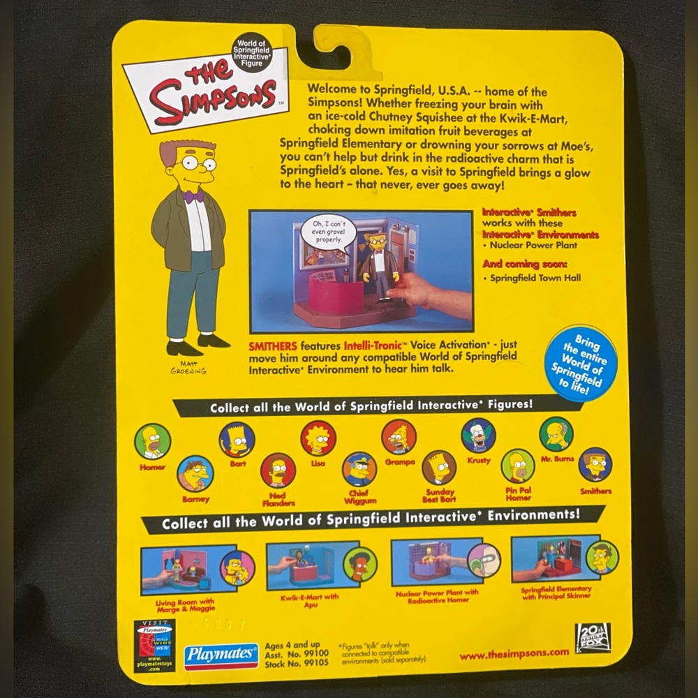 2000 The Simpsons SMITHERS World of Springfield Interactive Figure - Picture 2 of 2